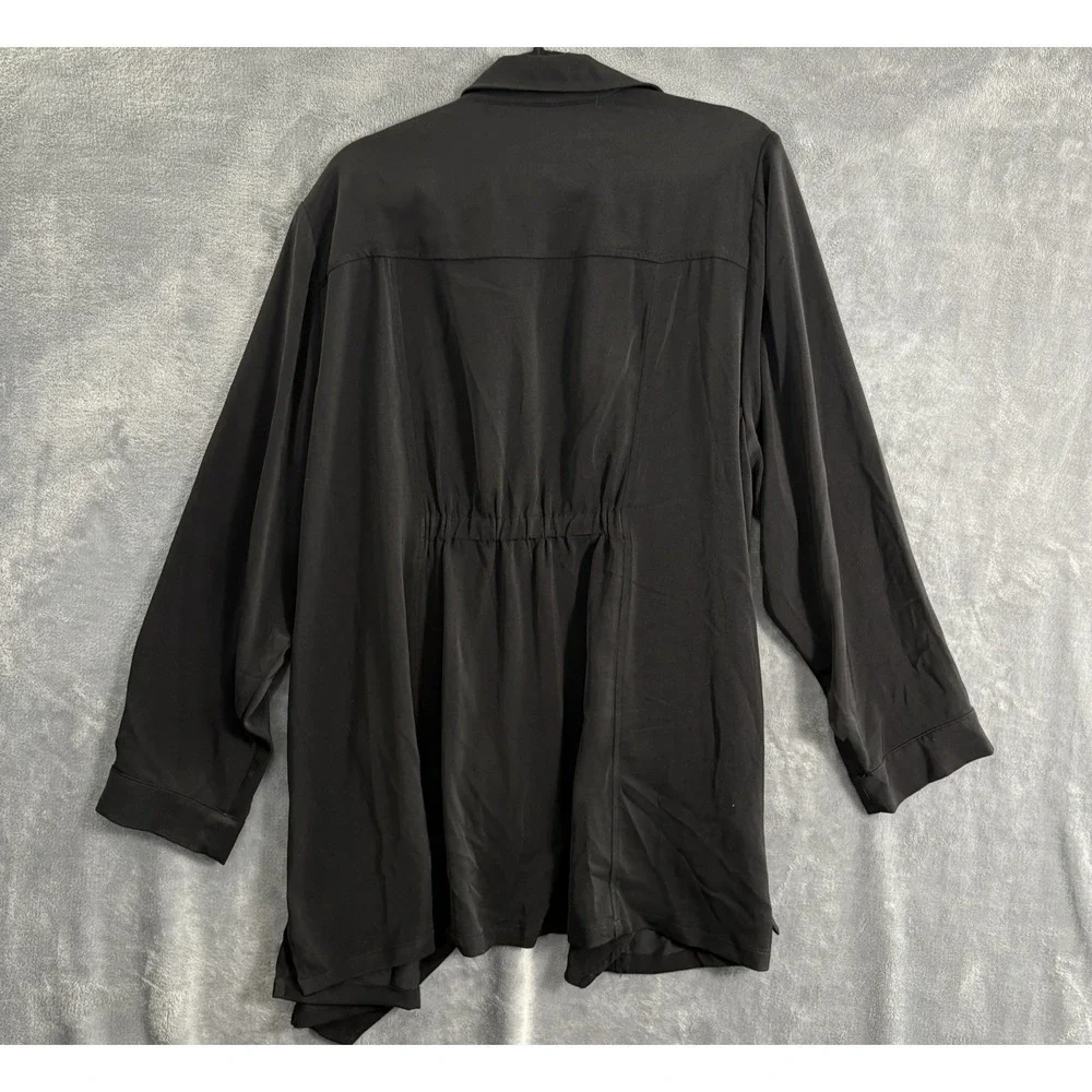 CATHERINES Women Waterfall Open Front Top Coat Sz 2X Black Casual Feminine 30-10